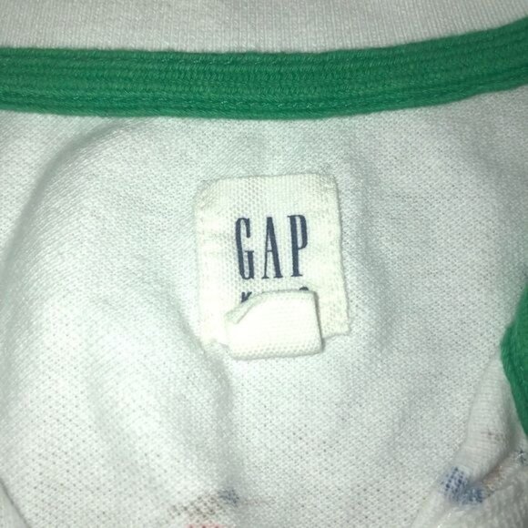 GAP Kids S White Polo Shirt Surfer Shark & Palm Tree Print Cotton Short Sleeve - Picture 5 of 6